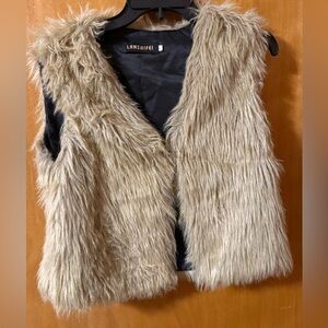 Fuzzy, tan, faux fur little sleeveless jacket